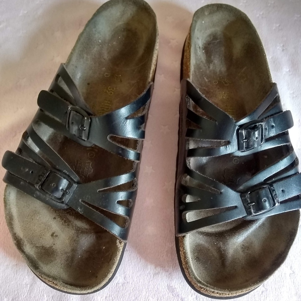 Birkenstock Granada Black Sandals 39 -Sz 8-8.5 USA